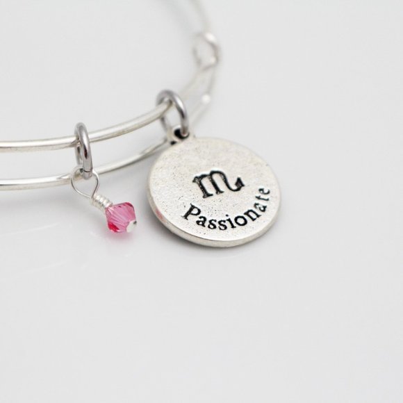 October Scorpio Adjustable Charm Bangle - Handmade Zodiac Bracelet - Picture 12 of 12